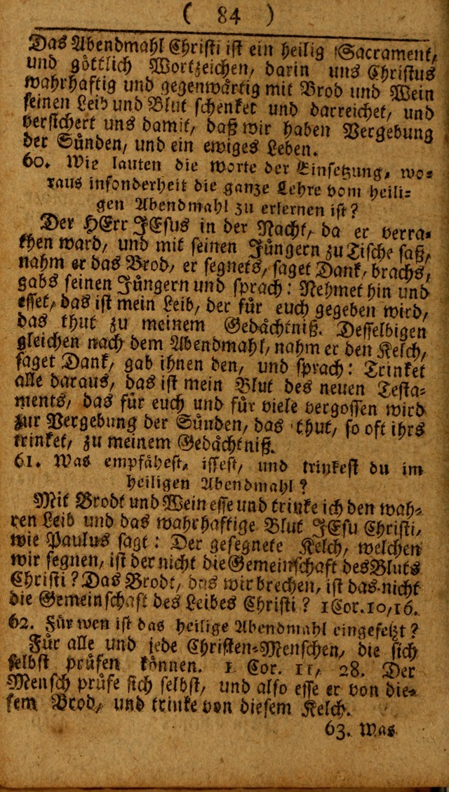 Kleine catechismus des D. Martin Luthers: nebst den gewoÌˆhulichen Morgen-Zisch- und Abend-Gebeten ; welchem die ordnung des heils ... wie auch ... d page 84