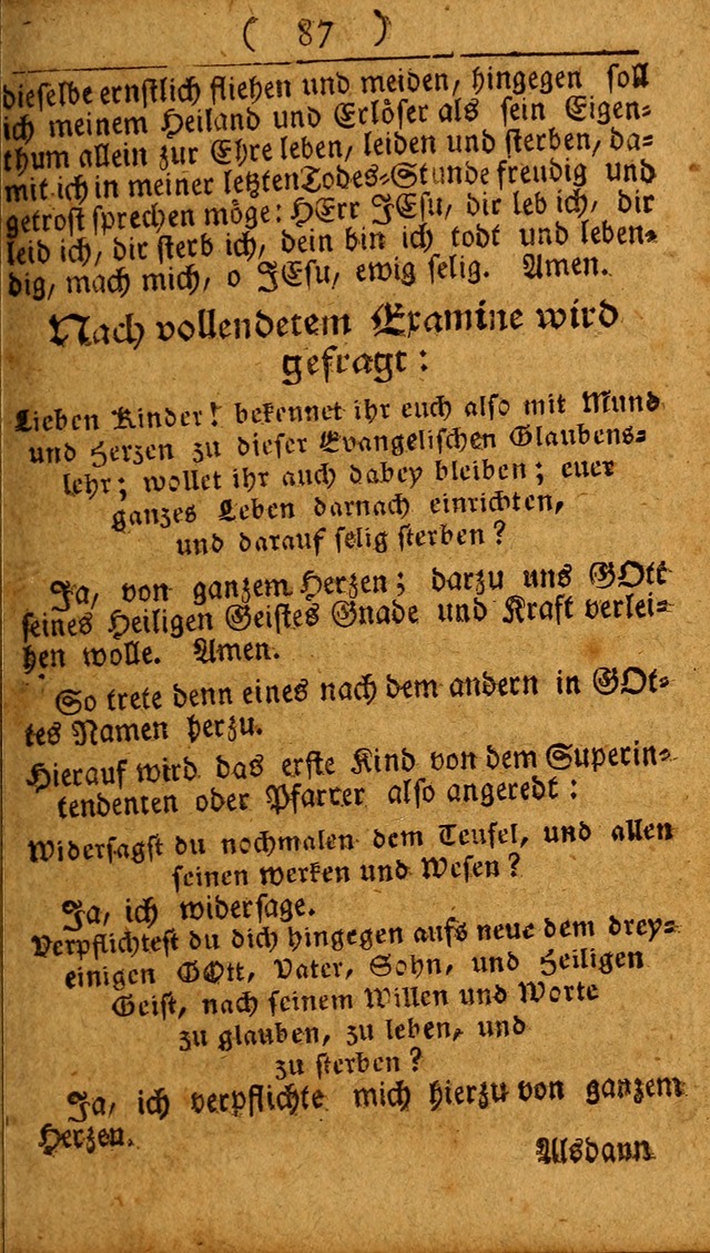 Kleine catechismus des D. Martin Luthers: nebst den gewoÌˆhulichen Morgen-Zisch- und Abend-Gebeten ; welchem die ordnung des heils ... wie auch ... d page 87