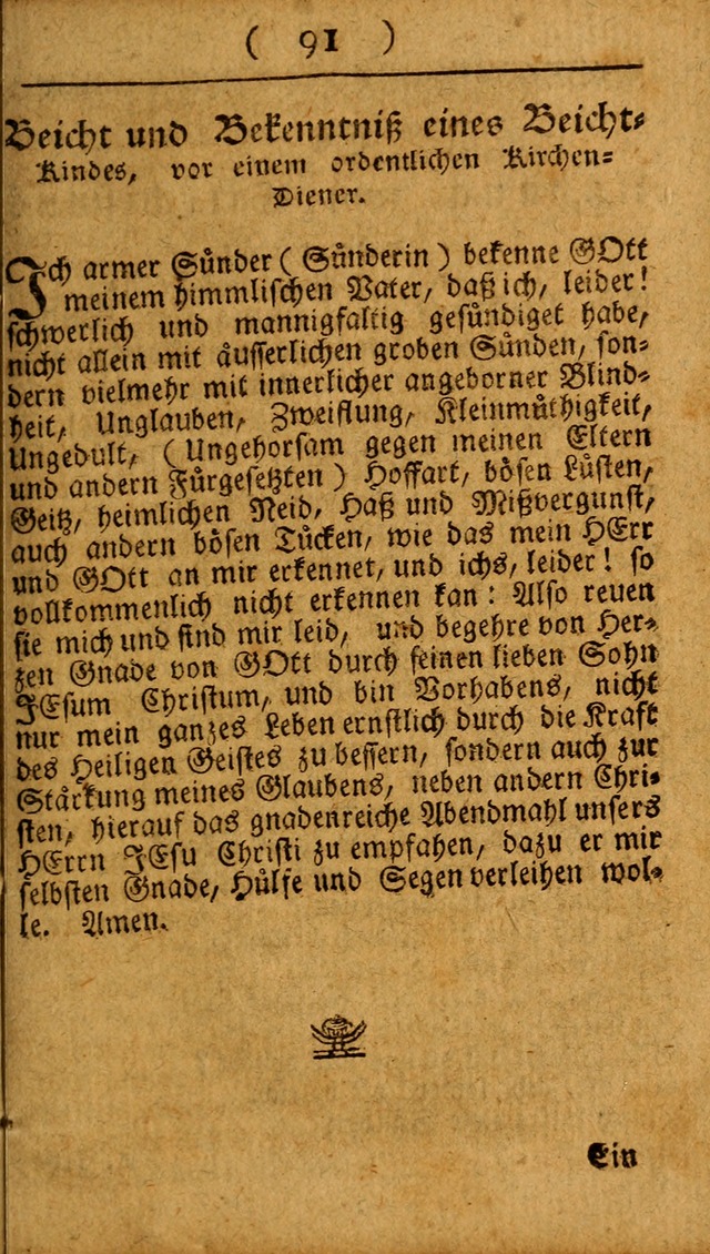 Kleine catechismus des D. Martin Luthers: nebst den gewoÌˆhulichen Morgen-Zisch- und Abend-Gebeten ; welchem die ordnung des heils ... wie auch ... d page 91