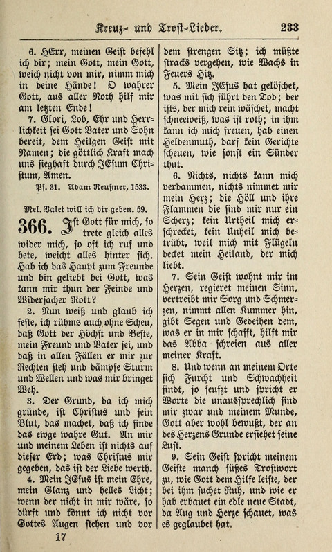 Kirchen-Gesangbuch: für Evangelisch-Lutherische Gemeinden ungeänderter Aubsburgischer Confession page 233