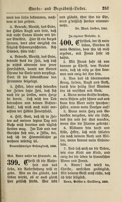 Kirchen-Gesangbuch: für Evangelisch-Lutherische Gemeinden ungeänderter Aubsburgischer Confession page 257