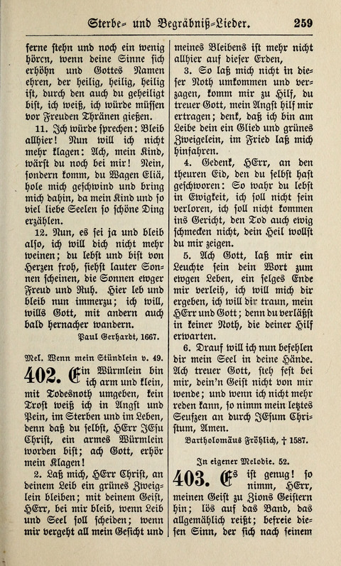 Kirchen-Gesangbuch: für Evangelisch-Lutherische Gemeinden ungeänderter Aubsburgischer Confession page 259