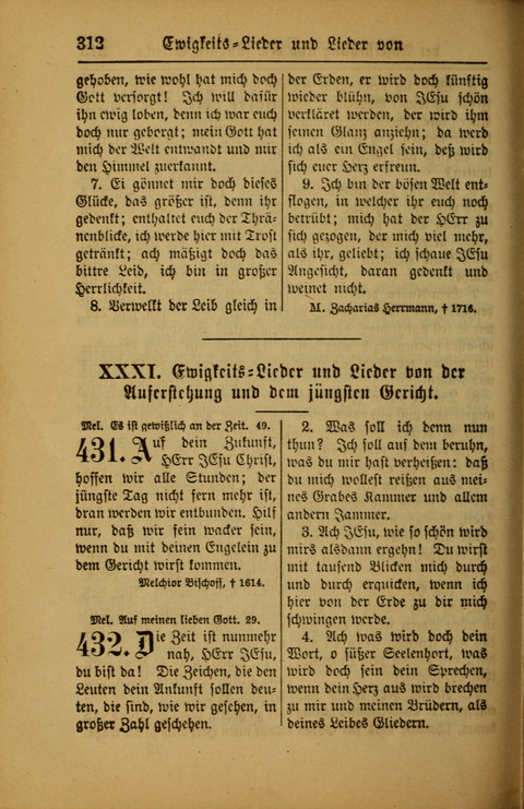 Kirchen-Gesangbuch für Evangelisch-Lutherische Gemeinden: ungeänderter Augsburgischer Confession darin des sel. Dr. Martin Luthers und anderer geistreichen Lehrer gebräuchlichste ... (55. ed.) page 312