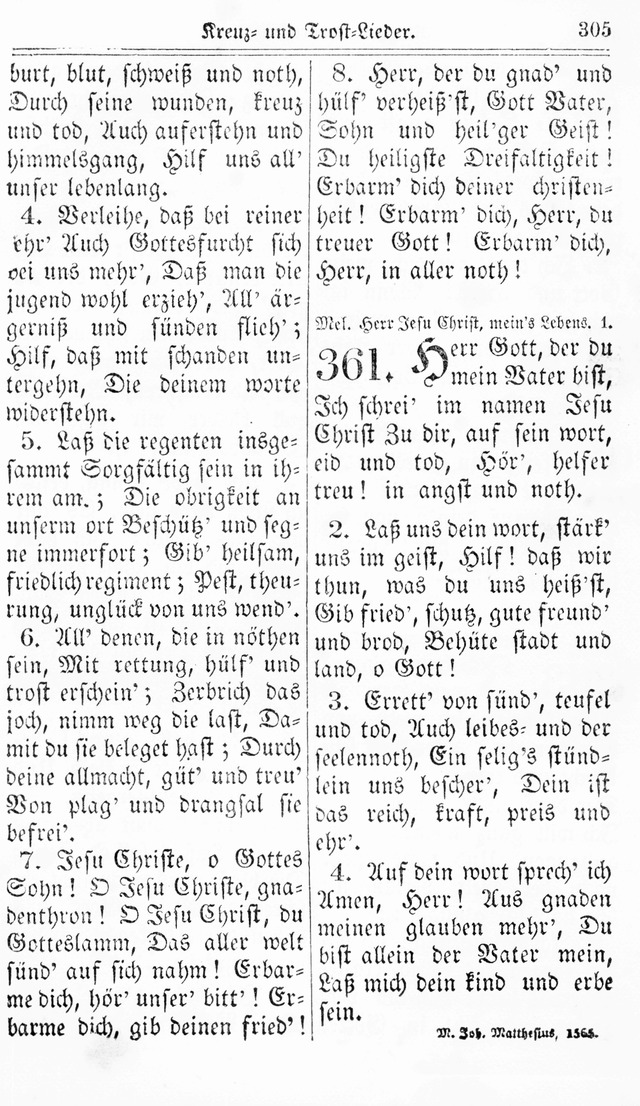 Kirchen-Gesangbuch: für Evangelisch-Lutherische Gemeinden page 305