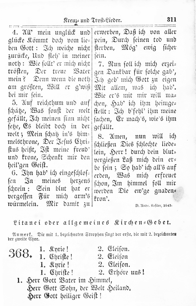 Kirchen-Gesangbuch: für Evangelisch-Lutherische Gemeinden page 311