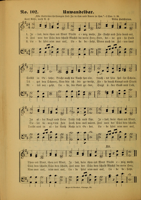 Die Kleine Palme: neueste Liedersammlung für Sonntagsculen und Jugendvereine sowie für Sonntag Abend und andere Gottesdienste page 102