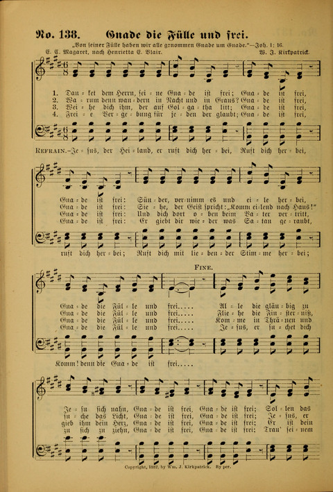 Die Kleine Palme: neueste Liedersammlung für Sonntagsculen und Jugendvereine sowie für Sonntag Abend und andere Gottesdienste page 138
