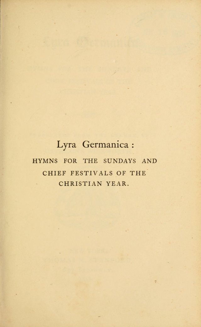 Lyra Germanica: hymns for the Sundays and chief festivals of the Christian year page ix