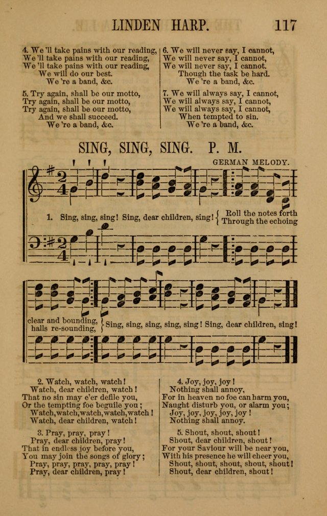 Linden Harp: a rare collection of popular melodies adapted to sacred and moral songs, original and selected. Illustrated. Also a manual of... page 117