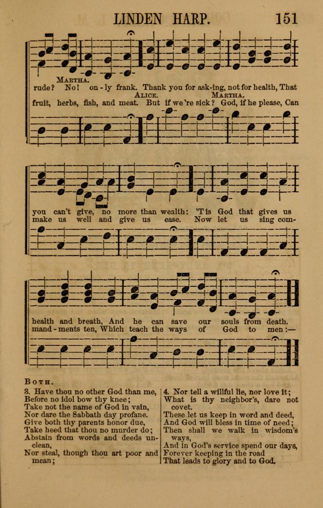 Linden Harp: a rare collection of popular melodies adapted to sacred and moral songs, original and selected. Illustrated. Also a manual of... page 151