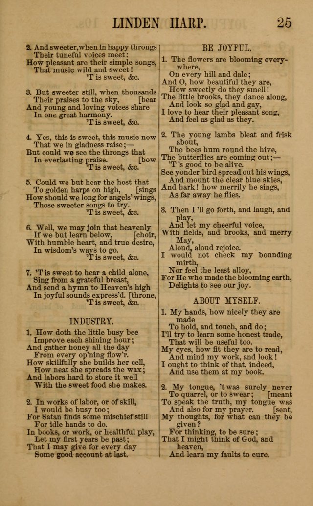 Linden Harp: a rare collection of popular melodies adapted to sacred and moral songs, original and selected. Illustrated. Also a manual of... page 25
