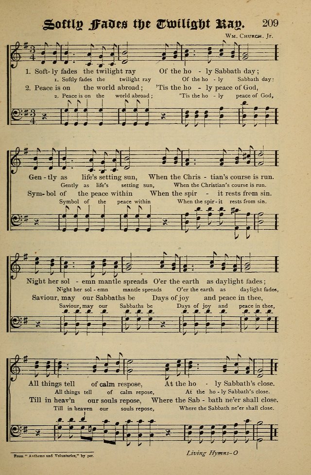 Living Hymns: for use in the Sabbath School, Christian Endeavor Meetings, the church & home page 209