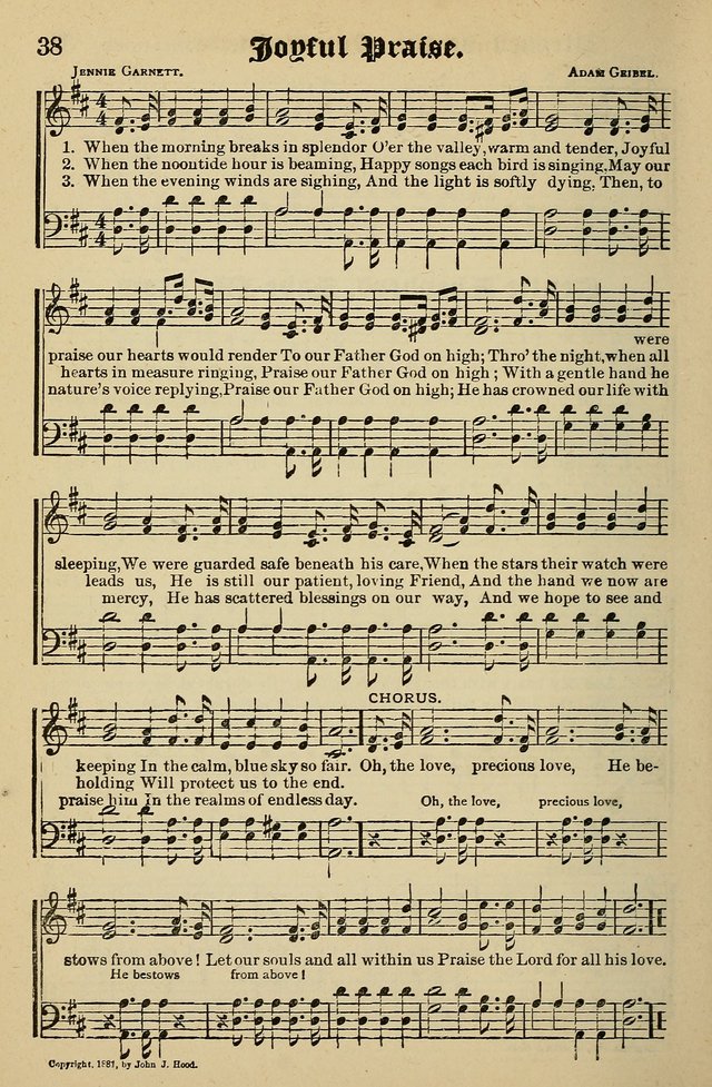 Living Hymns: for use in the Sabbath School, Christian Endeavor Meetings, the church & home page 38