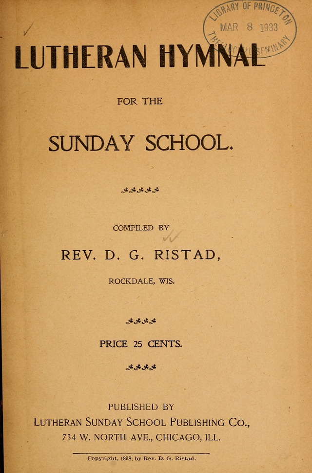 Lutheran Hymnal for the Sunday School page 1