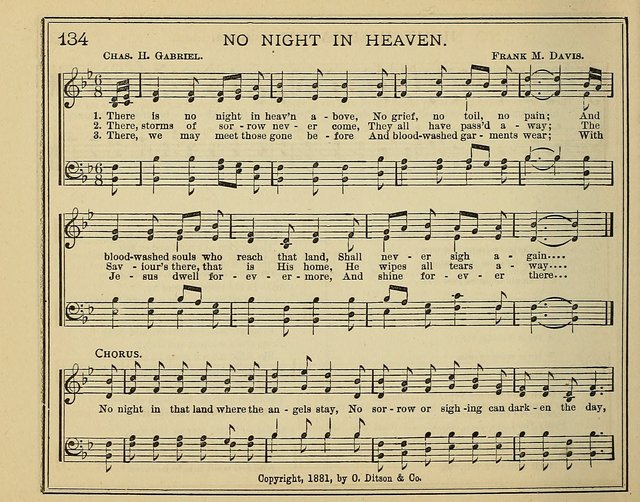 Light and Life: a collection of new hymns and tunes for sunday schools, prayer meetings, praise meetings and revival meetings page 134