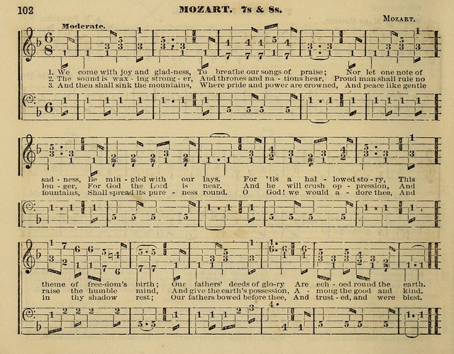 The Little Minstrel: a collection of songs and music, with lessons of instruction, mathematically arranged plan of notation page 102