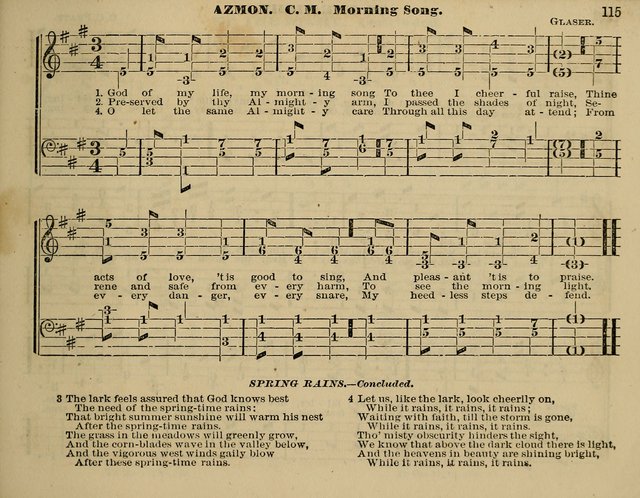 The Little Minstrel: a collection of songs and music, with lessons of instruction, mathematically arranged plan of notation page 115