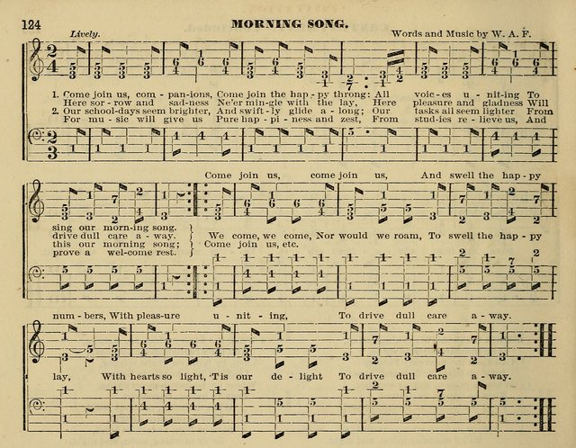 The Little Minstrel: a collection of songs and music, with lessons of instruction, mathematically arranged plan of notation page 124