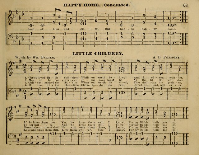 The Little Minstrel: a collection of songs and music, with lessons of instruction, mathematically arranged plan of notation page 63