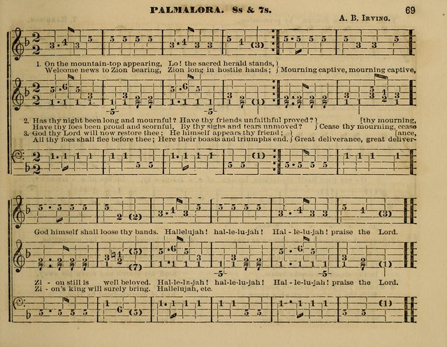 The Little Minstrel: a collection of songs and music, with lessons of instruction, mathematically arranged plan of notation page 69