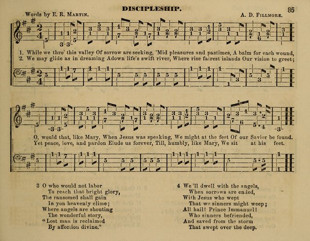 The Little Minstrel: a collection of songs and music, with lessons of instruction, mathematically arranged plan of notation page 85