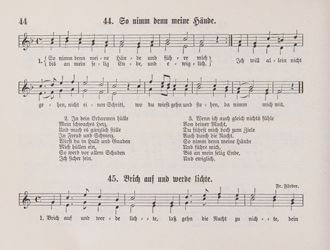 Lieder-Perlen: Eine Sammlung von Liedern geistlichen und gemischten Inhalts, theils in deutscher, theils in englischer Sprache, nebt einer Anzahl Spiellieder, ein-, zwei- und dreistimmig (mit Anhang) page 44