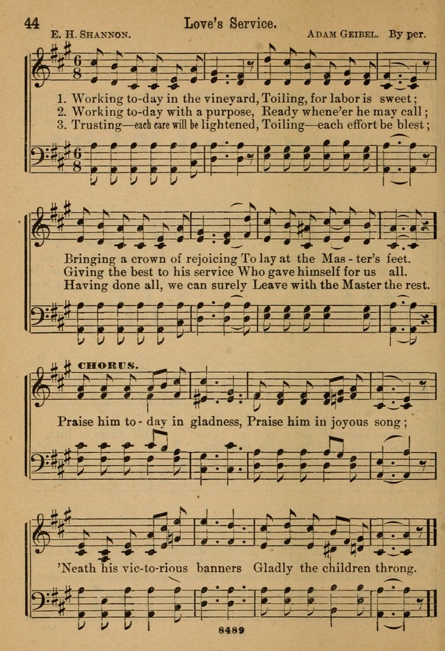 Little Sacred Songs: for Little Singers of the primary department of the Sunday school, and for Kindergartens and the home page 44