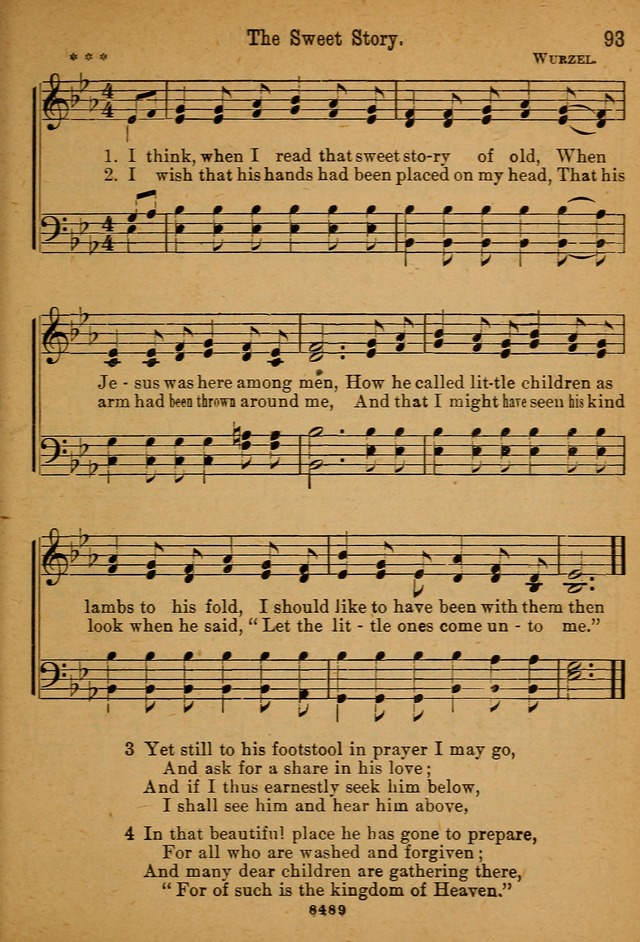 Little Sacred Songs: for Little Singers of the primary department of the Sunday school, and for Kindergartens and the home page 93