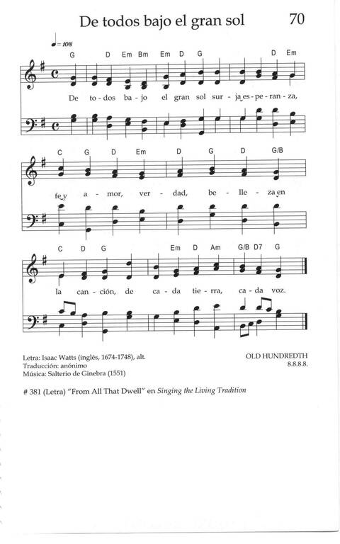 Las Voces del Camino: un complemento de Singing the Living Traditions page 103