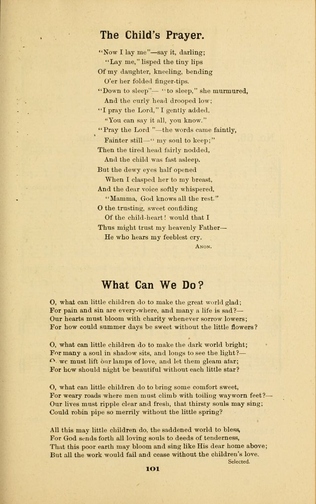 Melodies for Little People: containing also one hundred recitations for Sunday-schools, anniversary occasions, concerts, entertainments, and sociables, with songs adapted... page 101