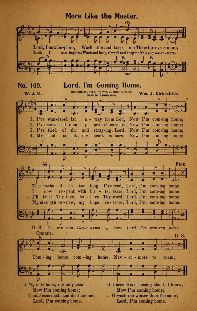 Make Christ King. Combined: a selection of high class gospel hymns for use in general worship and special evangelistic meetings page 110