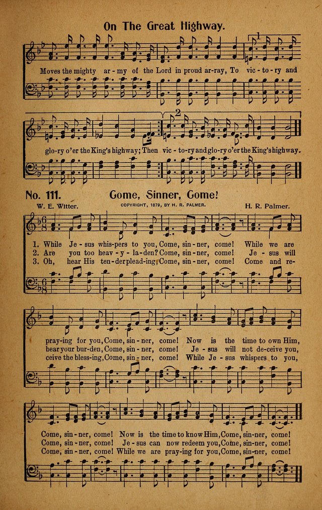 Make Christ King. Combined: a selection of high class gospel hymns for use in general worship and special evangelistic meetings page 112