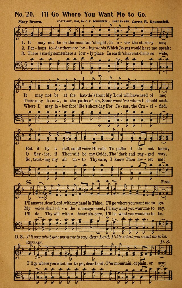 Make Christ King. Combined: a selection of high class gospel hymns for use in general worship and special evangelistic meetings page 21