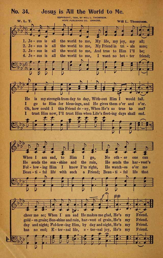 Make Christ King. Combined: a selection of high class gospel hymns for use in general worship and special evangelistic meetings page 35