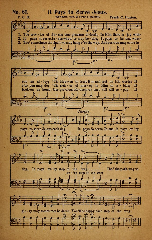 Make Christ King. Combined: a selection of high class gospel hymns for use in general worship and special evangelistic meetings page 62