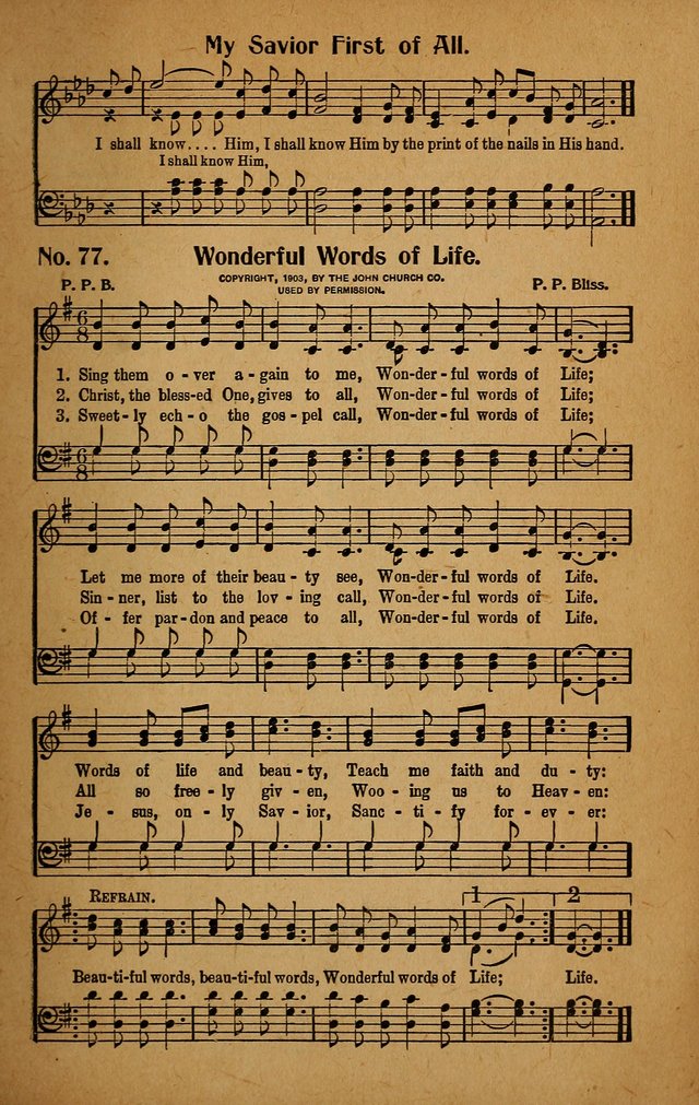 Make Christ King. Combined: a selection of high class gospel hymns for use in general worship and special evangelistic meetings page 78