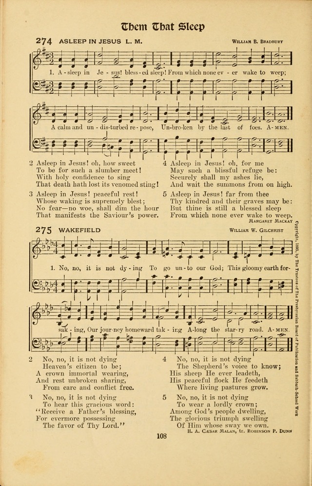 Montreat Hymns: psalms and gospel songs with responsive scripture readings page 108