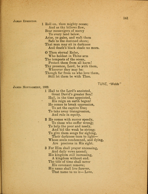 Missionary Hymnal: for the use of junior and juvenile missionary socieites page 141