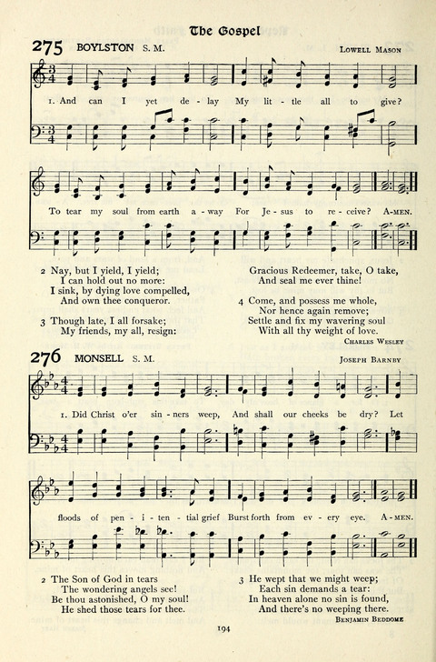 The Methodist Hymnal: Official hymnal of the methodist episcopal church and the methodist episcopal church, south page 194