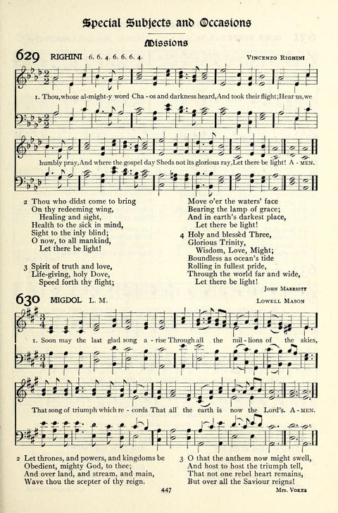 The Methodist Hymnal: Official hymnal of the methodist episcopal church and the methodist episcopal church, south page 447