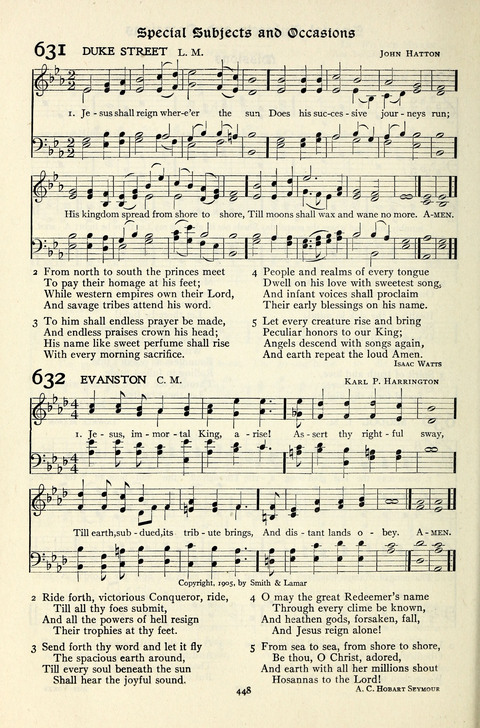 The Methodist Hymnal: Official hymnal of the methodist episcopal church and the methodist episcopal church, south page 448