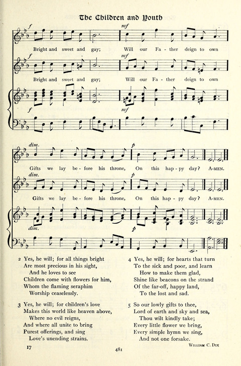 The Methodist Hymnal: Official hymnal of the methodist episcopal church and the methodist episcopal church, south page 481
