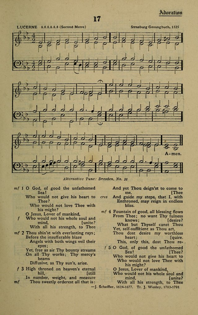 Methodist Hymn and Tune Book: official hymn book of the Methodist Church page 17