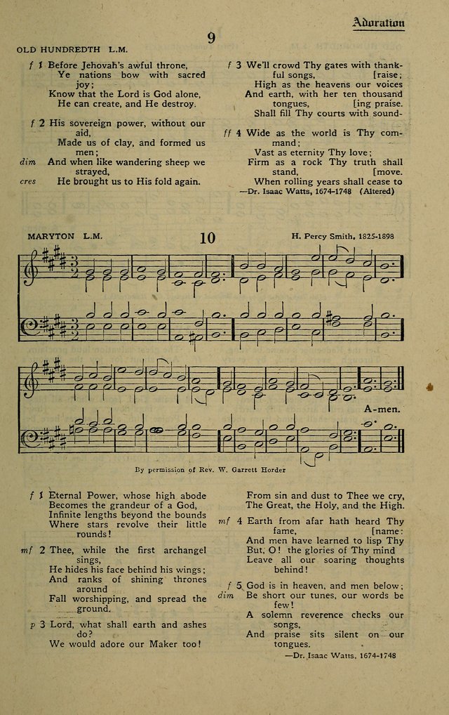 Methodist Hymn and Tune Book: official hymn book of the Methodist Church page 9