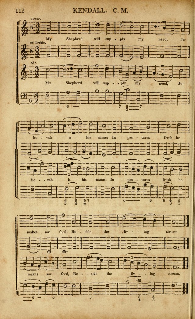 Musica Sacra: or, Springfield and Utica Collections United: consisting of Psalm and hymn tunes, anthems, and chants (2nd revised ed.) page 112
