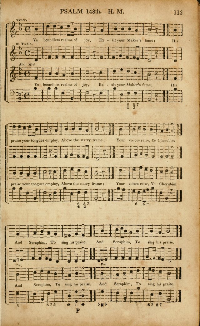 Musica Sacra: or, Springfield and Utica Collections United: consisting of Psalm and hymn tunes, anthems, and chants (2nd revised ed.) page 113