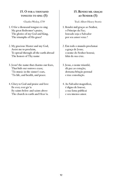 Mil Vozes para Celebrar: Hinos de Charles Wesley e de John Wesley page 52