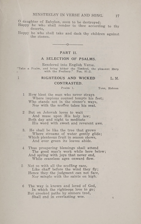 Minstrelsy In Verse and Song: Being a collection of Original Psalms, Hymns and Poems for the Home, covering a period of more than fifty years in their production page 17