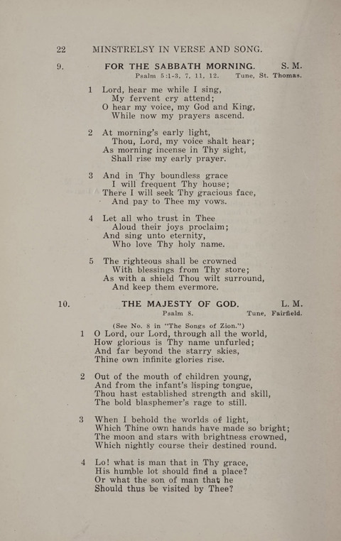 Minstrelsy In Verse and Song: Being a collection of Original Psalms, Hymns and Poems for the Home, covering a period of more than fifty years in their production page 22