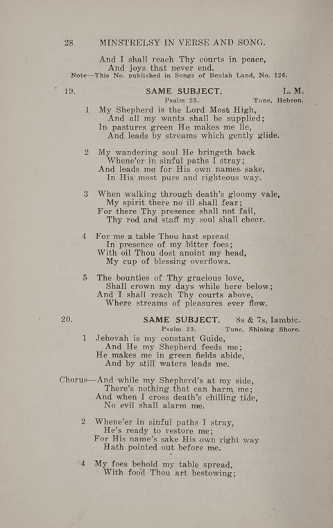 Minstrelsy In Verse and Song: Being a collection of Original Psalms, Hymns and Poems for the Home, covering a period of more than fifty years in their production page 28
